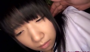 Innocent japanese schoolgirl swallows spunk
