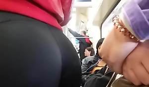 Mouth-watering Big  Ass in Leggings on Train