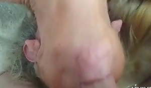Granny with chubby tits gives oral stimulation