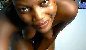 Dark-skinned nympho with fantastic ass is having fun