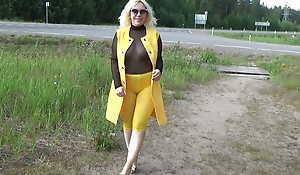 Lady in yellow, sunny summer)